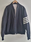 THOM BROWNE 4 BAR STRIP Navy 100% Wool Bomber Jacket Size 5 (UK XXL)