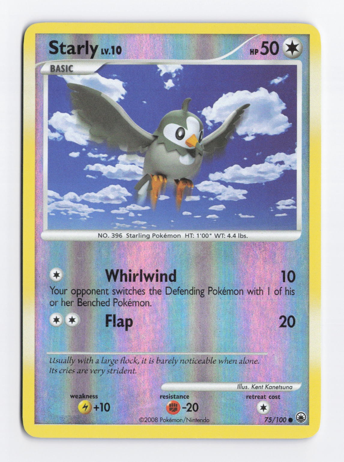 Starly 75/100 Reverse Holo Common Majestic Dawn Pokemon TCG Card MP