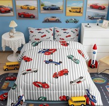 Race car Comforter Set Speed Sports Car Bedding Set Racing Car Comforter White