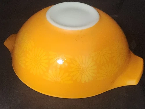 Vintage Pyrex Yellow Orange Sunflower Daisy Cinderella Mixing Bowl #444