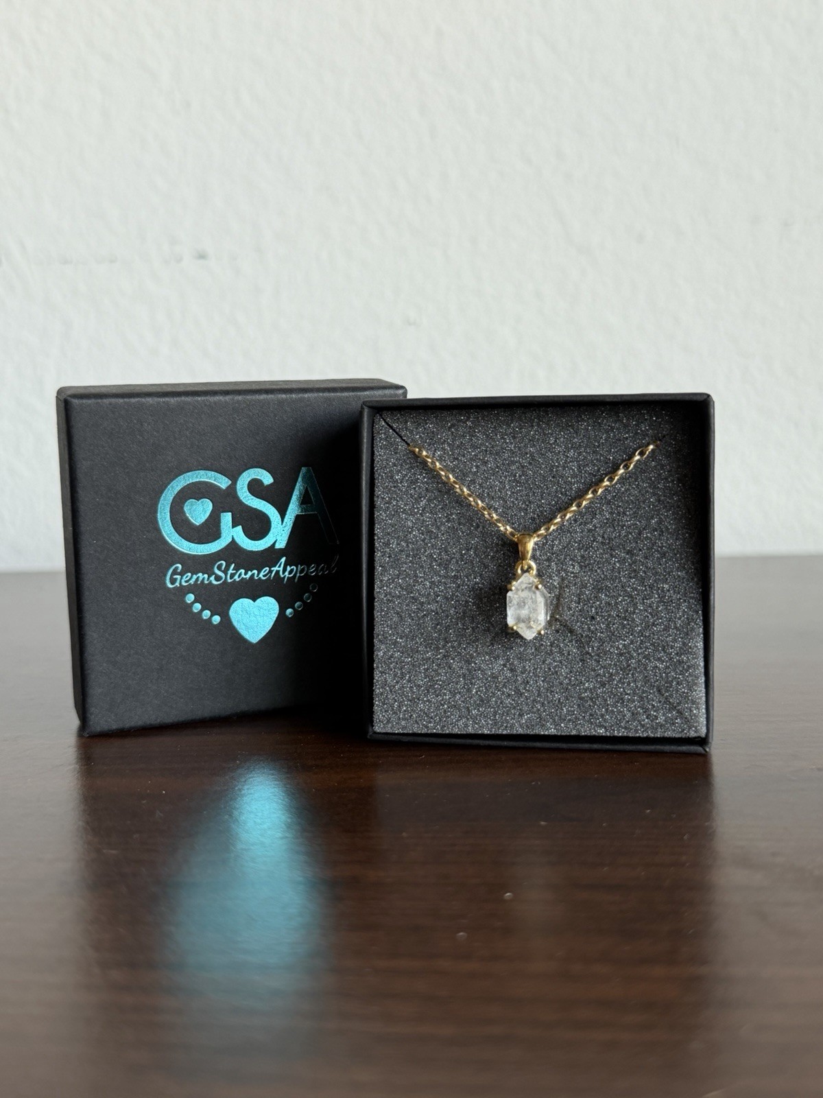Herkimer Diamond Necklace Gold Setting