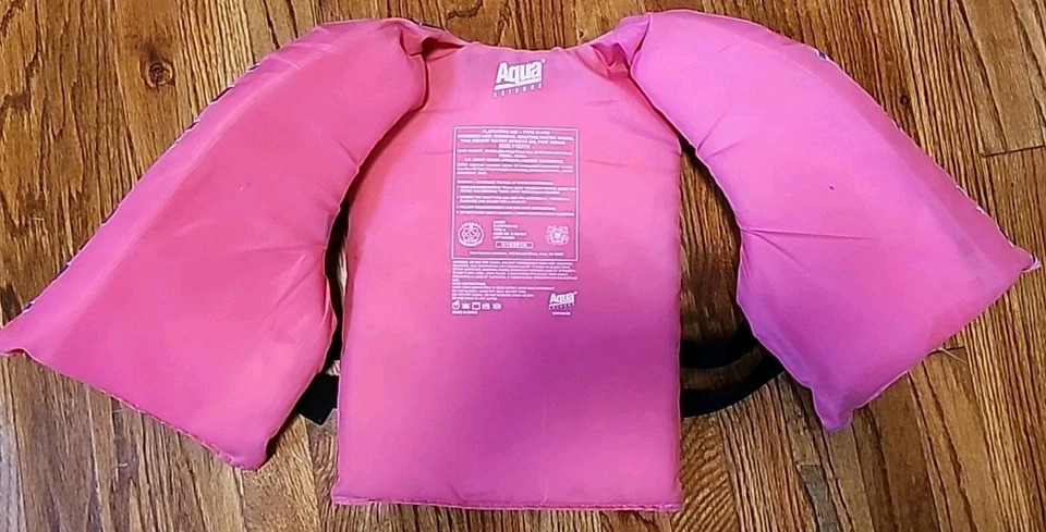 Colete salva-vidas usado Oceans 7 Aqua Leisure Flotation Aid tipo III crianças 50-90 libras rosa - Imagem 3 de 4