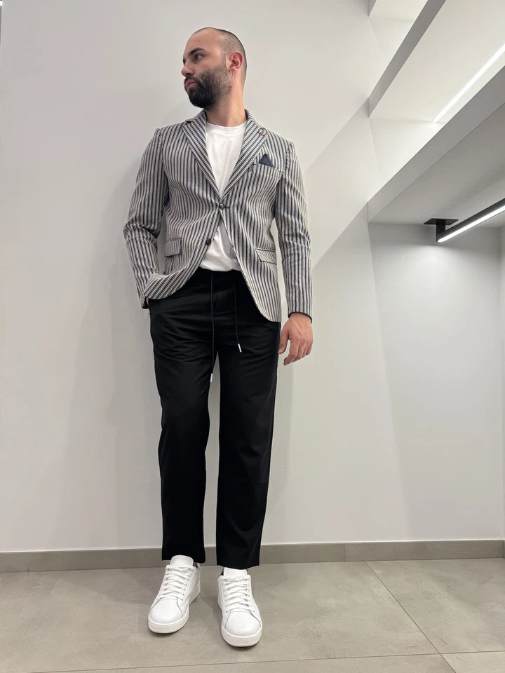 Giacca rigata Alfio jeans in cotone - Immagine 2 di 4