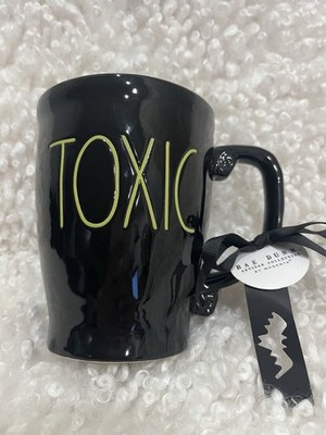 Rae Dunn Black Ceramic Toxic Coffee Mug With Green Inside Brand New