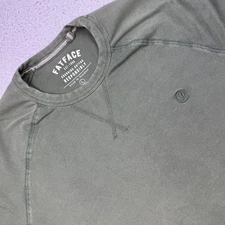 FatFace Sweatshirt Mens Large Apple Green Crewneck Raglan Pullover Logo V Stitch