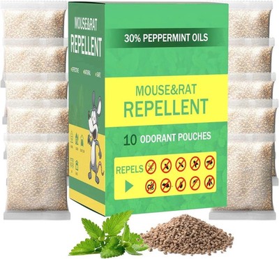 Vamoose Natural Rodent Repellent - 10 Pack Peppermint Oil - Mice & Rat Deterrent