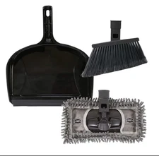 Angled Broom Head 12in Dust Mop Plastic Dustpan Multi-Surface Cleaning Kit Set