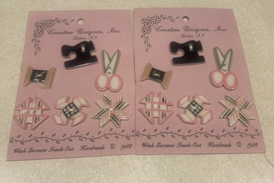 Creative Uniques Inc Handmade Ceramic Buttons 2 sets of 6 Sewing Themed Buttons