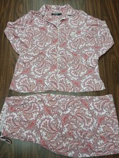 Lauren Ralph Lauren Women s Pajama Set Paisley Print Button Top Pants Size M