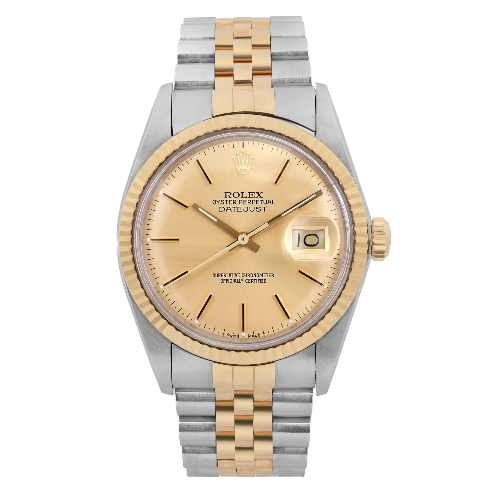 Rolex Datejust Steel 18K Yellow Gold Steel Champagne Dial Automatic Watch 16013