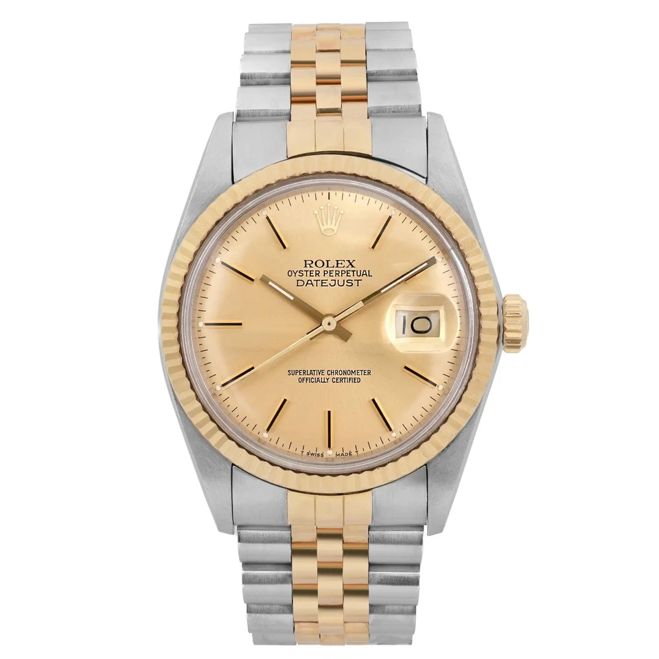 Rolex Datejust Steel 18K Yellow Gold Steel Champagne Dial Automatic Watch 16013
