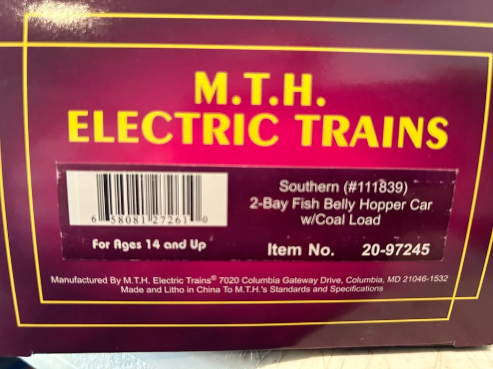MTH 20-97245 Southern 2-Bay Fishbelly Hopper Car w/Coal Load - Image 3 of 3
