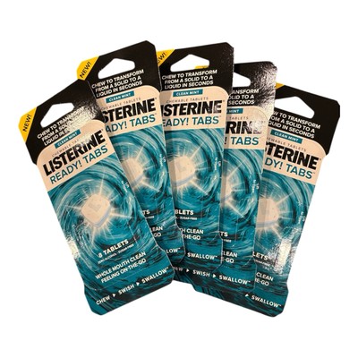 Listerine Ready! Tabs Chewable Tablets Clean Mint 5 Pack Lot 8 Ea 40 Tabs Total