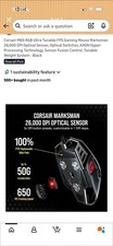 Corsair M65 RGB Ultra Tunable FPS Gaming Mouse, 26000 DPI, Wired, Optical, Black