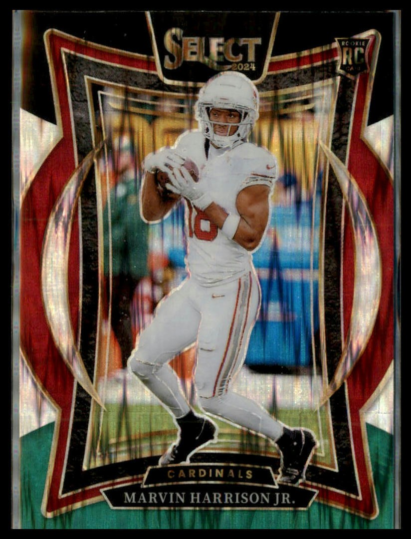 2024 Panini Select #28 Marvin Harrison Jr. Black & Green Prizm Shock