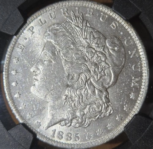 1885 O Morgan Silver Dollar $1 Coin Brilliant Uncirculated NGC US 90%
