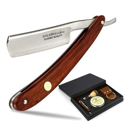 Straight Razor GOLD DOLLAR Wooden Handle Retro Shaving For Men & Barber Shavi...