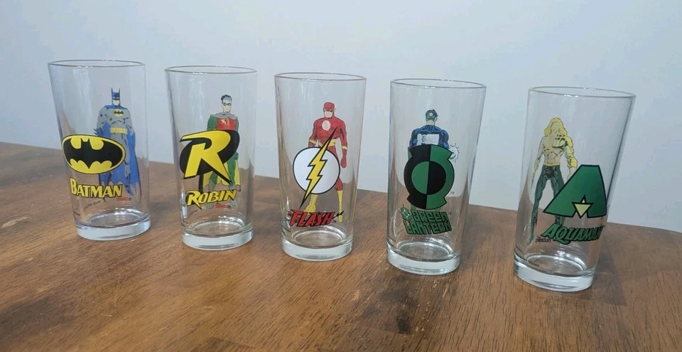 Cinco gafas coleccionables raras DC Comics Nutella Batman Robin ETC 1995 Foto 3 de 4