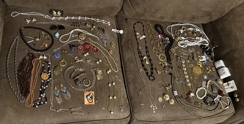 Vintage To Modern Costume Jewelry Lot Mixed Necklaces Bracelets Earrings 925 +