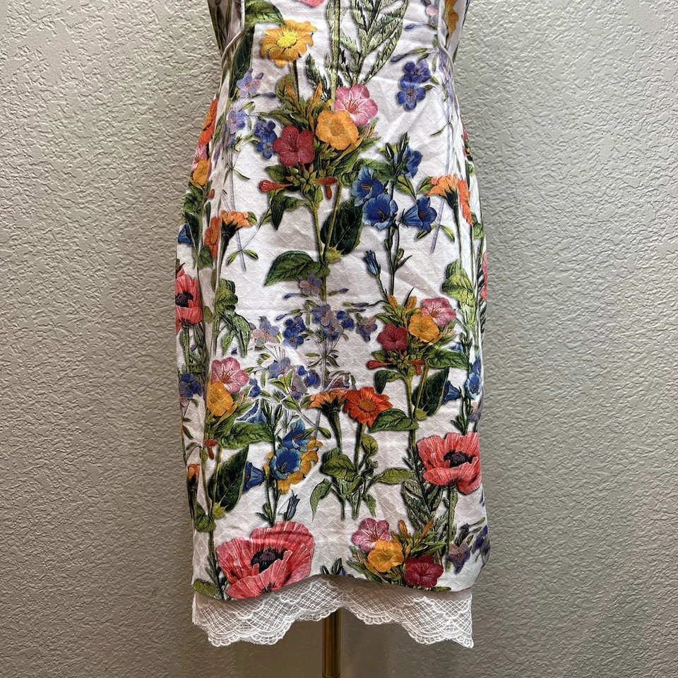 Muse белый многоцветный цветочный эластичной хлопок социальное летнее платье 0 - Изображение 3 из 4