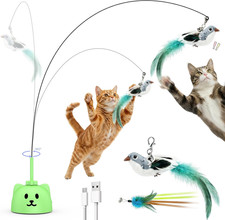 Interactive Cat Toys for Indoor Cats - Automatic Flying Bird Feather Toy, USB Re