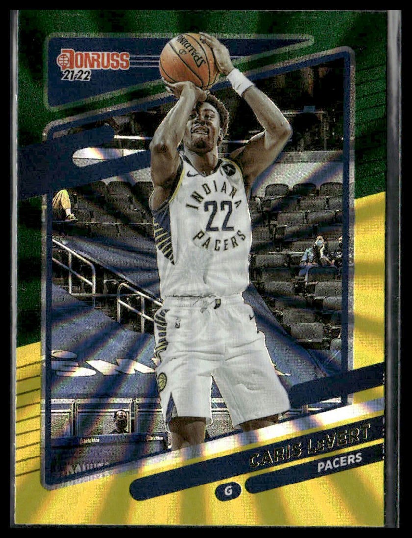 2021-22 Donruss #125 Caris LeVert Holo Green and Yellow Laser
