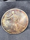1990 American Silver Eagle 1 oz Coin - Rainbow Toned UNC .999 Silver