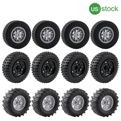 4PCS Building Blocks Wheels & Tires Sets: 62.4/75.1/107mm for MOC Technic Car US