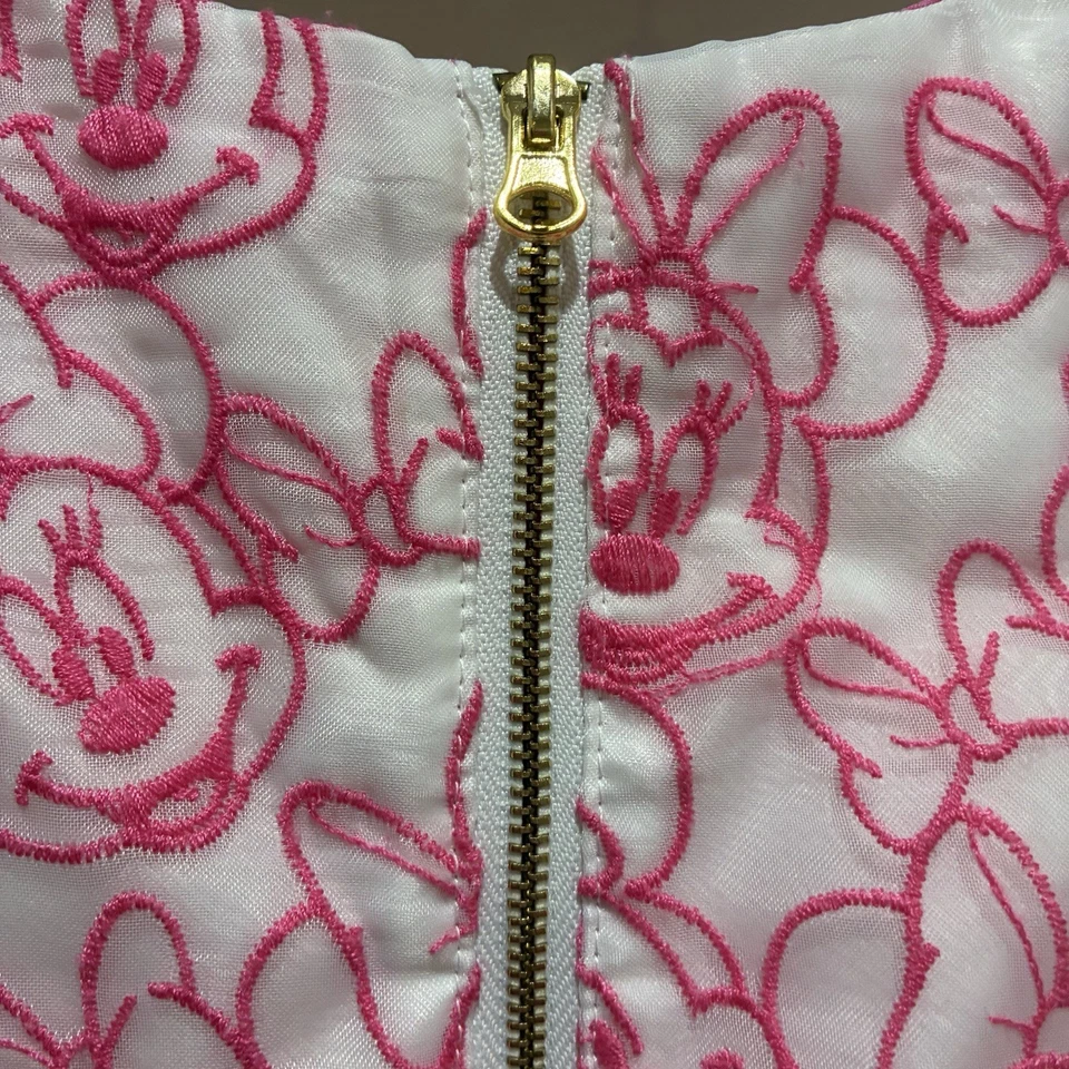 Disney Minnie Mouse Dress With white w/Pink Embroidered Minnie And Tooling sz 4 - Image 3 of 4