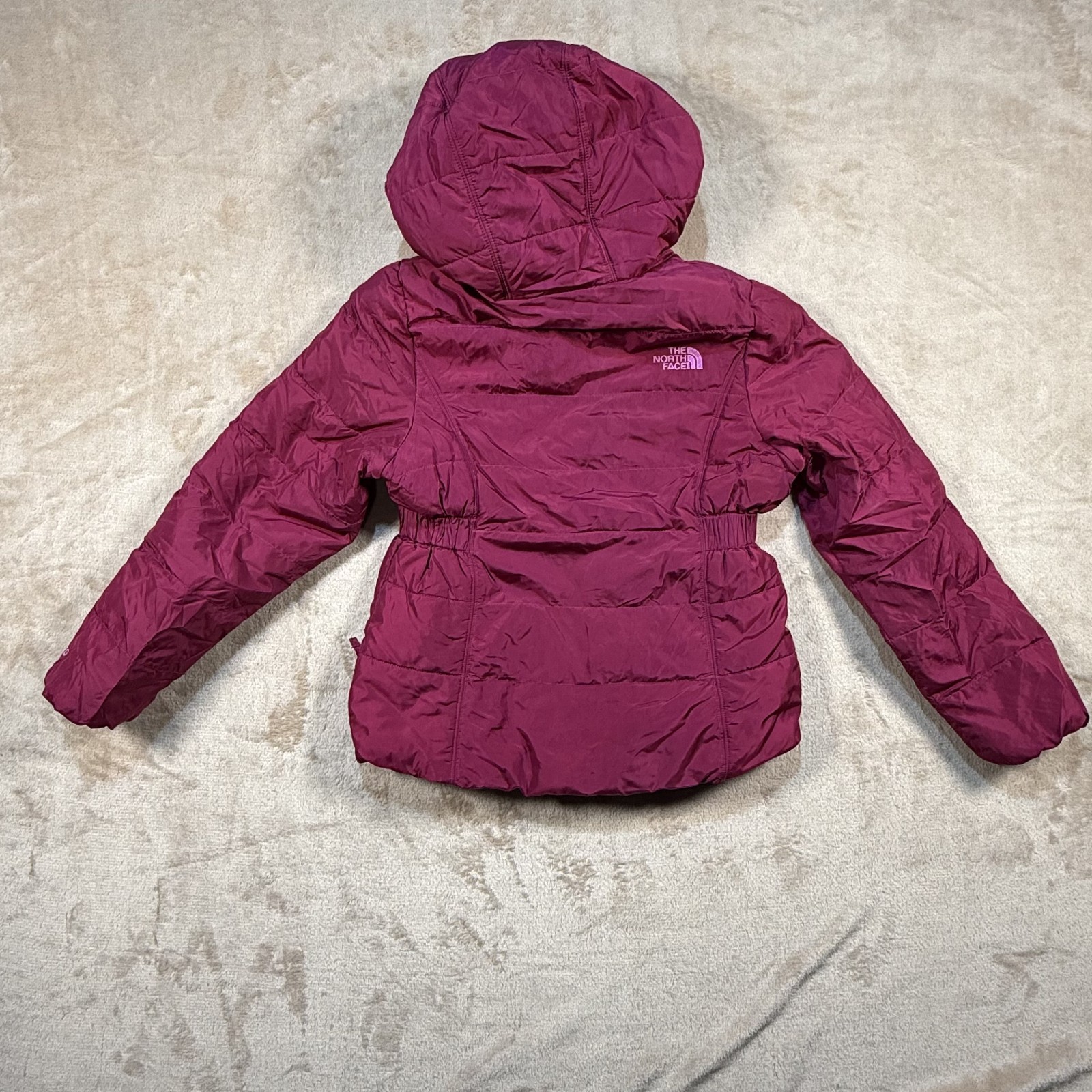 The North Face 550 Youth Girls  Hooded Down Jacket Magenta Size S7/8 thumbnail 8