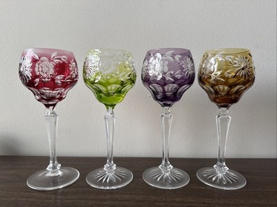 VTG WMF Cristal Cabinet Wine Goblet Cut to Clear Glass Set of 4 Rare Crystal