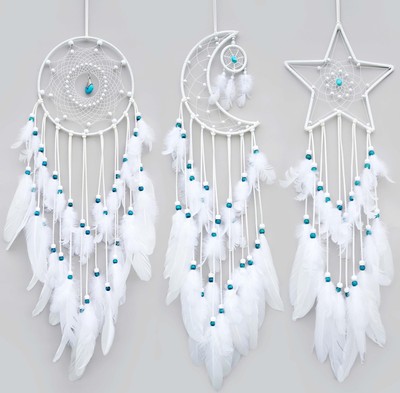 3 Pcs Sun Moon Star Dream Catcher, Handmade Woven Traditional Art Design Drea...