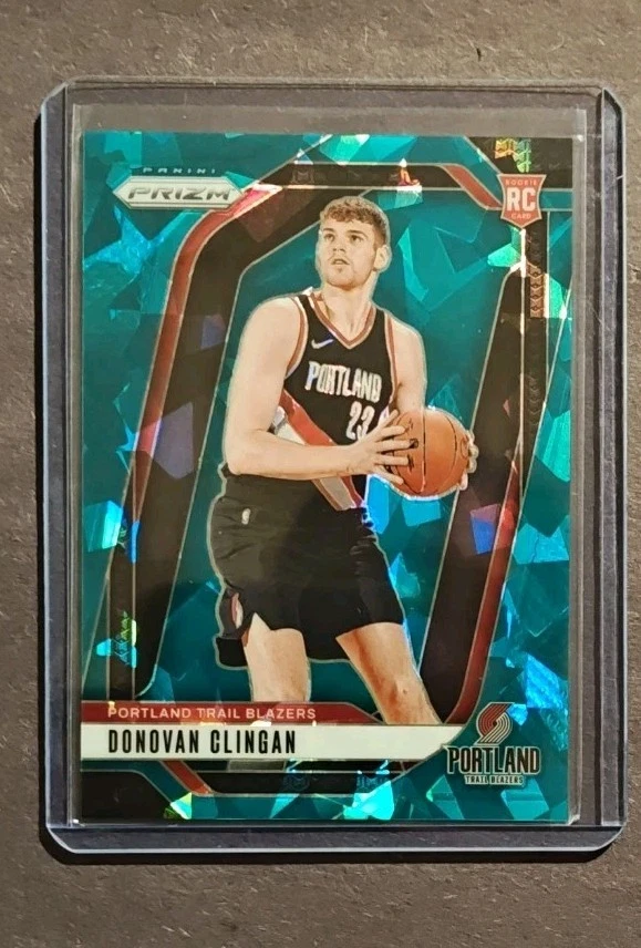 DONOVAN CLINGAN 2024-25 Panini Prizm Teal Ice Prizm /225 #221 Portland
