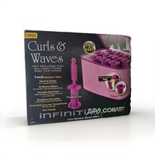 Conair Infiniti Pro Curls Waves Old School 1" Silicone Hot Rollers Pink Travel
