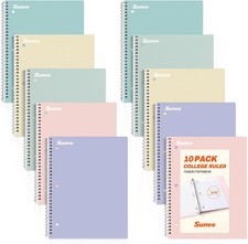 Spiral Notebooks, 1-Subject, 10 Pack, College Ruled Paper, 8" x 10-1/2", 7