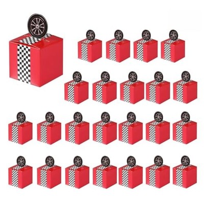 HappFestiv 24 Pcs Race Car Party Favor Boxes - 2.17'' Foldable Paper - 24 Racing