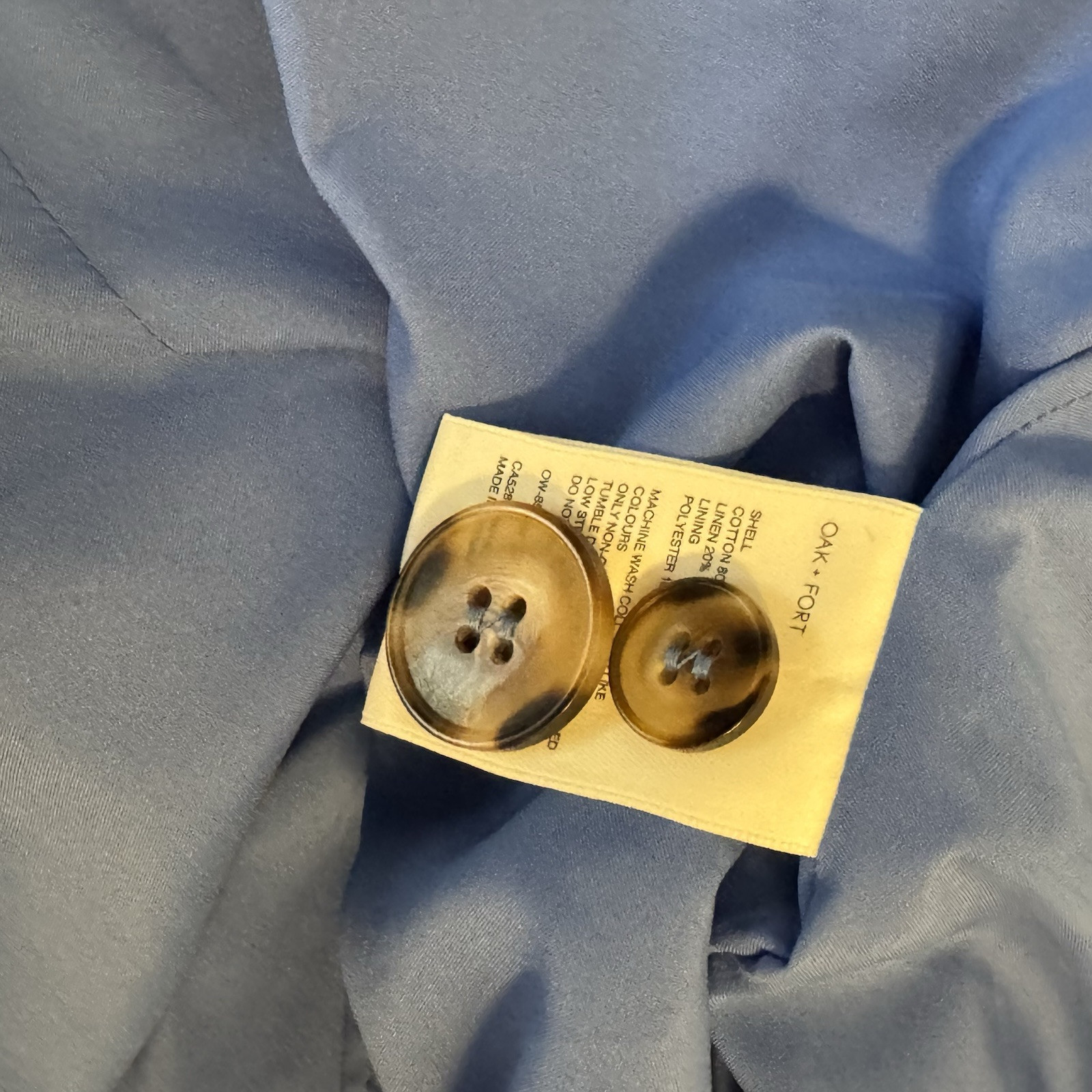 Oak + Fort Women's Cotton Linen Two Button Blazer Pacific Coast Blue Small