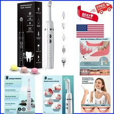 Compact Rechargeable Tooth Polisher with 5 Replacement Heads for Bright Teeth