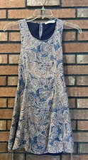 Rokoko by Dazz Womens Blue Paisley Print Sleeveless Side Tie Sun Dress Size S