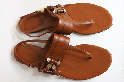 【GUCCI】Horsebit Leather Thong Sandal ブラウン Gucci Brown Leather Horsebit Thong Sandals Size 8.5/39