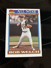2991 Topps Desert Shield #394 Bob Welch Athletics Baseball Card Sharp Corners NM