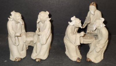 Mudmen Figurines 2 Vintage Playing Games Clay Statues Vintage Decoration Pieces