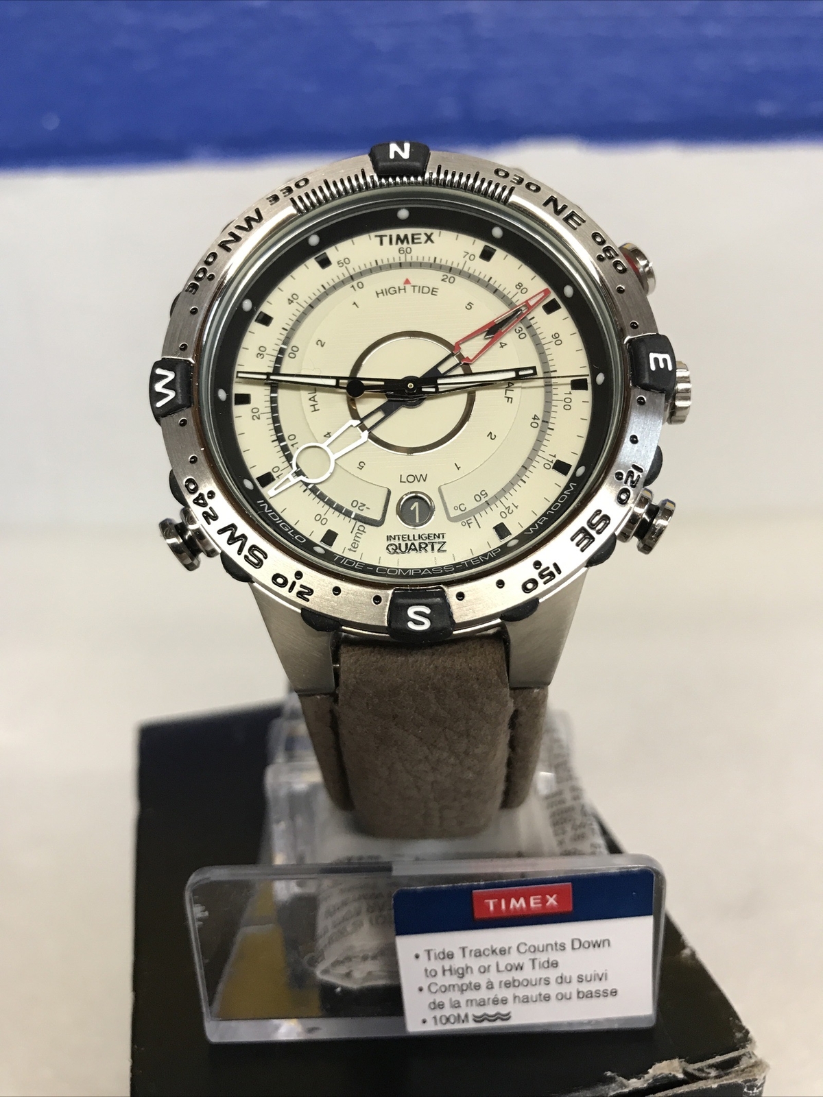 Timex T2N721 Quartz Watch With Compass Tide Temperature Silver Case