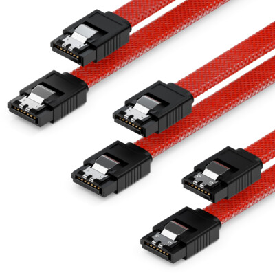 3x SATA 3 Kabel Nylon Festplattenkabel SSD HDD Festplatte 6Gbit/s Datenkabel