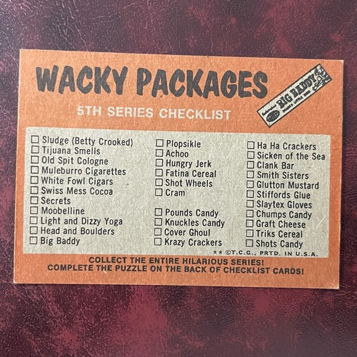 1973 Topps WACKY PACKAGES Set SERIES 5 Big Baddy CHECKLIST c UNMARKED - NR-MINT - Picture 2 of 2
