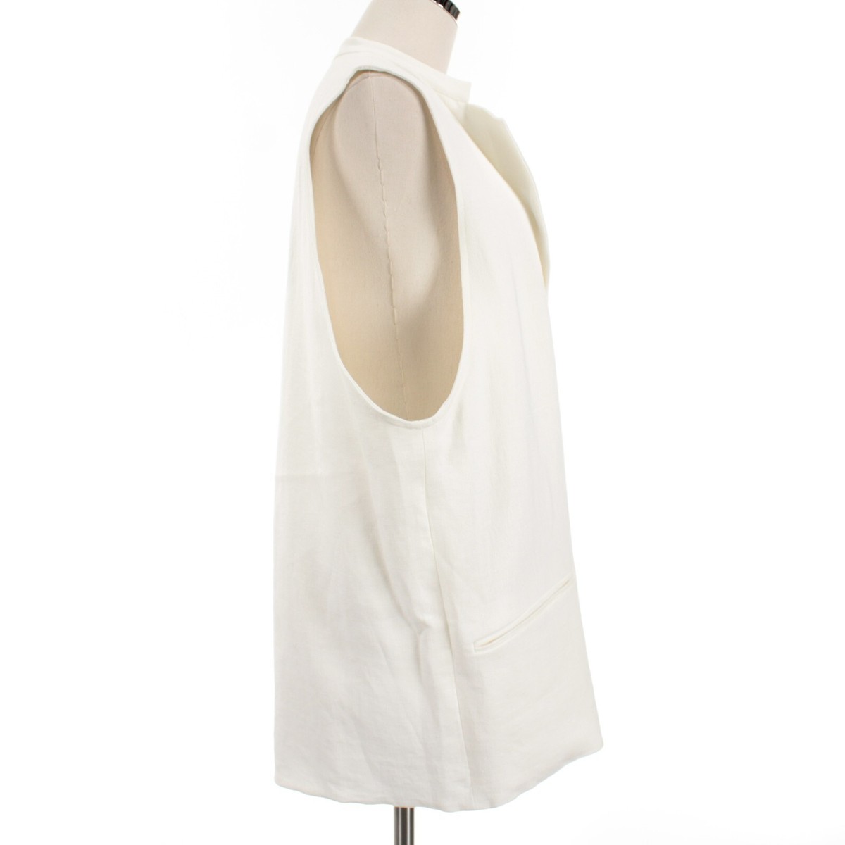 Dusan NWD Open Front Vest One Size in Solid Ivory 100% Linen