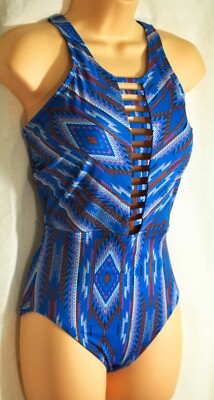 women's BEACH BETTY by Miracle brands one piece swimsuit size small blues print 