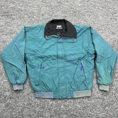 Vintage Helly Hansen Jacket Mens Small Blue Zip Up Windbreaker Rain Coat
