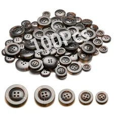 Sewing Buttons - Craft Buttons, 5 Sizes of 100 Pcs Versatile Buttons for Brown