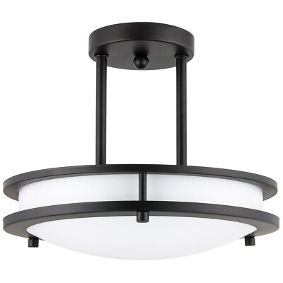 LED Semi Flush Mount Ceiling Light, 15W, 3CCT, 12'' Oil-Rubbed Bronze, Dual Band
